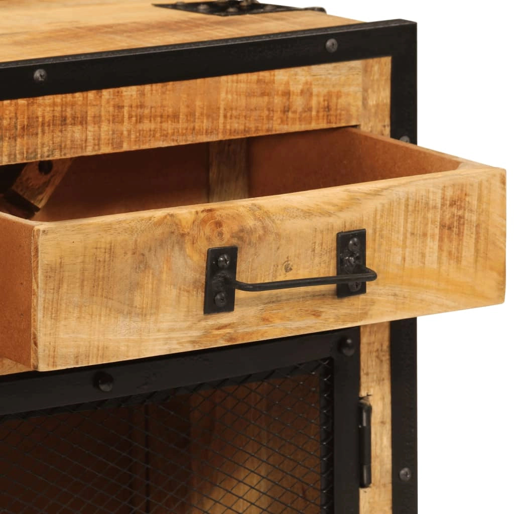Buffet credenza cassettiera armadio mobile contenitore organizer per cucina soggiorno salotto 80 x 31 x 66 cm legno massello di mango grezzo e metallo marrone 02_0029656