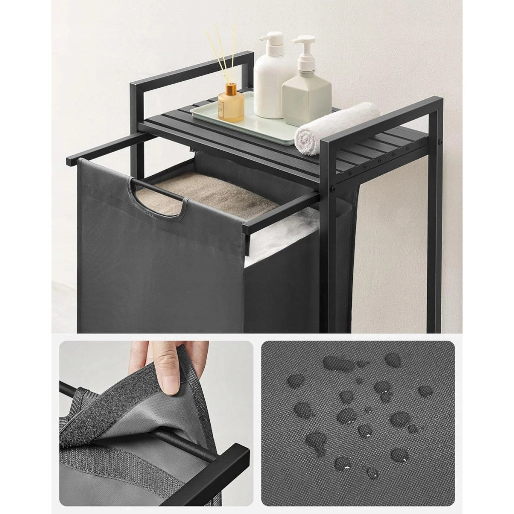 Cesto Biancheria Loft con Ripiano e Sacco Estraibile Grigio