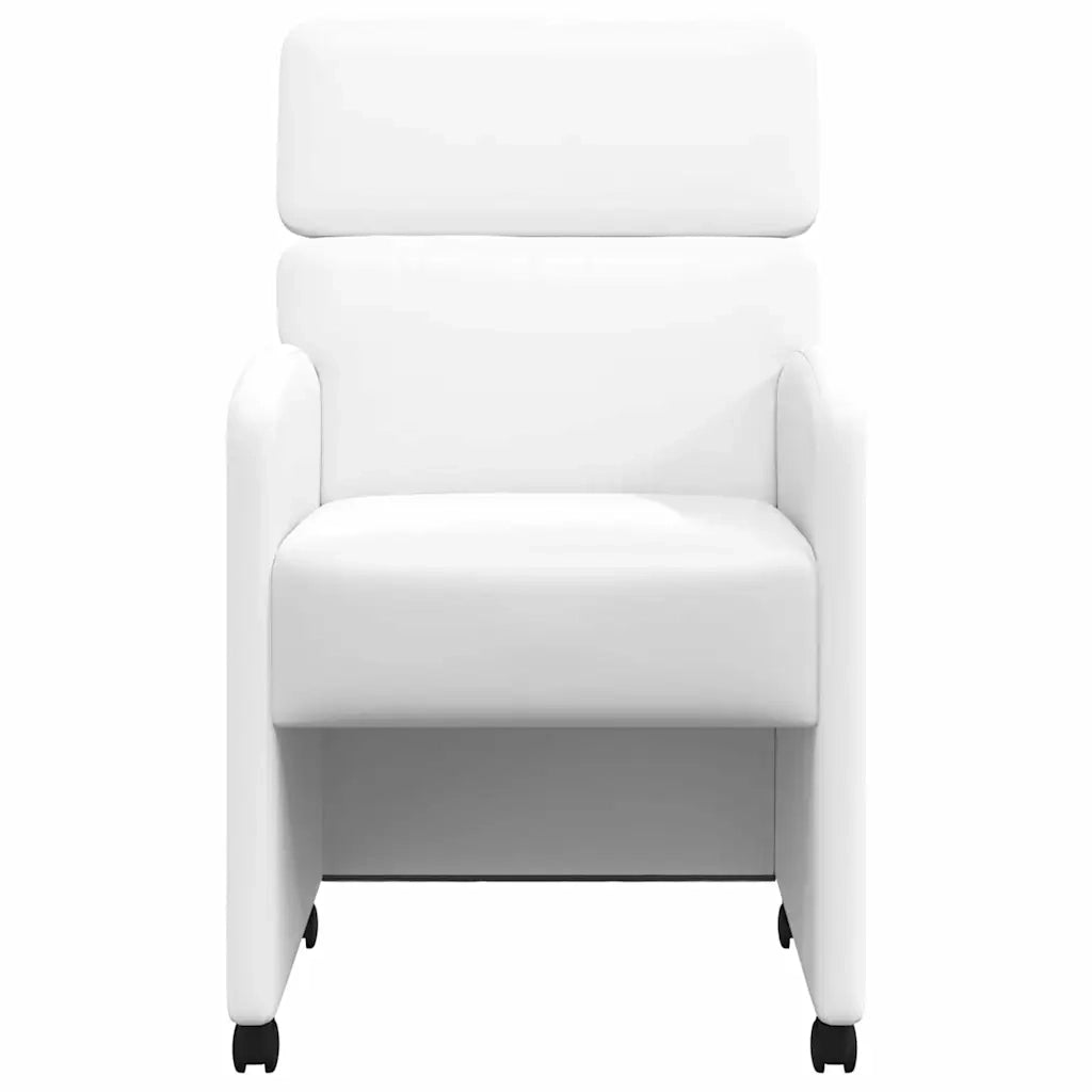 Sedie da Pranzo con Ruote 2 pcs Bianco 58 x 65 x 98 cm
