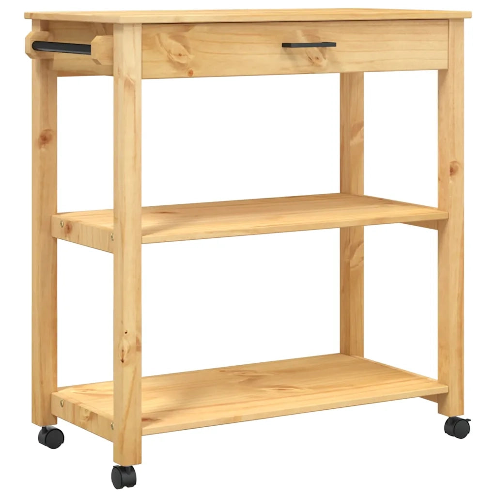 Carrello da Cucina-Scaffale per Cucina MONZA 84x40x88,5 cm in Legno Massello di Pino 458274