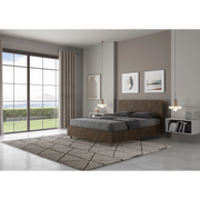 Letto Matrimoniale francese 140x200 cm testata dritta Demas - Con rete,Noce