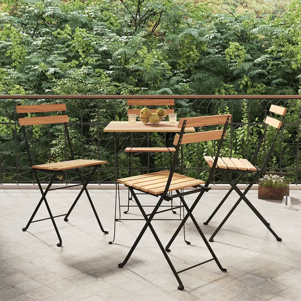 Sedie Pieghevoli da Bistrò 4 pz Legno Massello Teak e Acciaio 319980