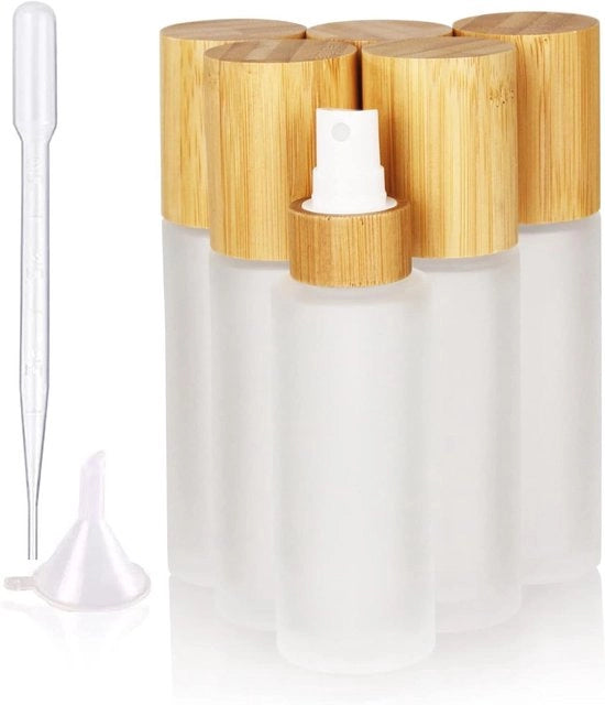 Spray per vetrini frosting leggero - 60ml con coperchio di bambù - Dispensatore di nebbia fine - Toner per flaconi di profumo liquido - Contenitori per articoli da bagno