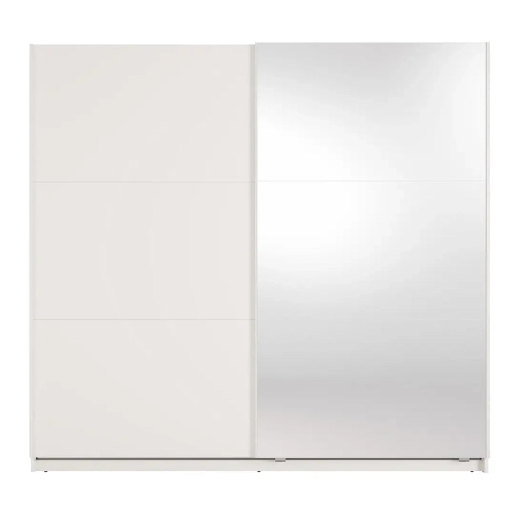 Armadio VENEZIA con cabina armadio aperta LED e specchi bianco opaco 221 cm