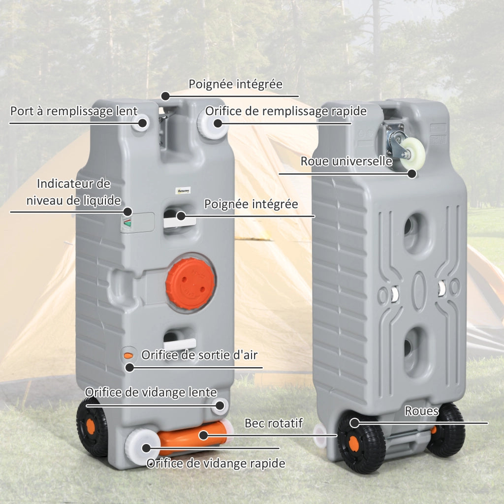 Serbatoio Acqua Portatile 75 Litri ¨C zephmum ¨C Indicatore Livello, 3 Ruote, Maniglia