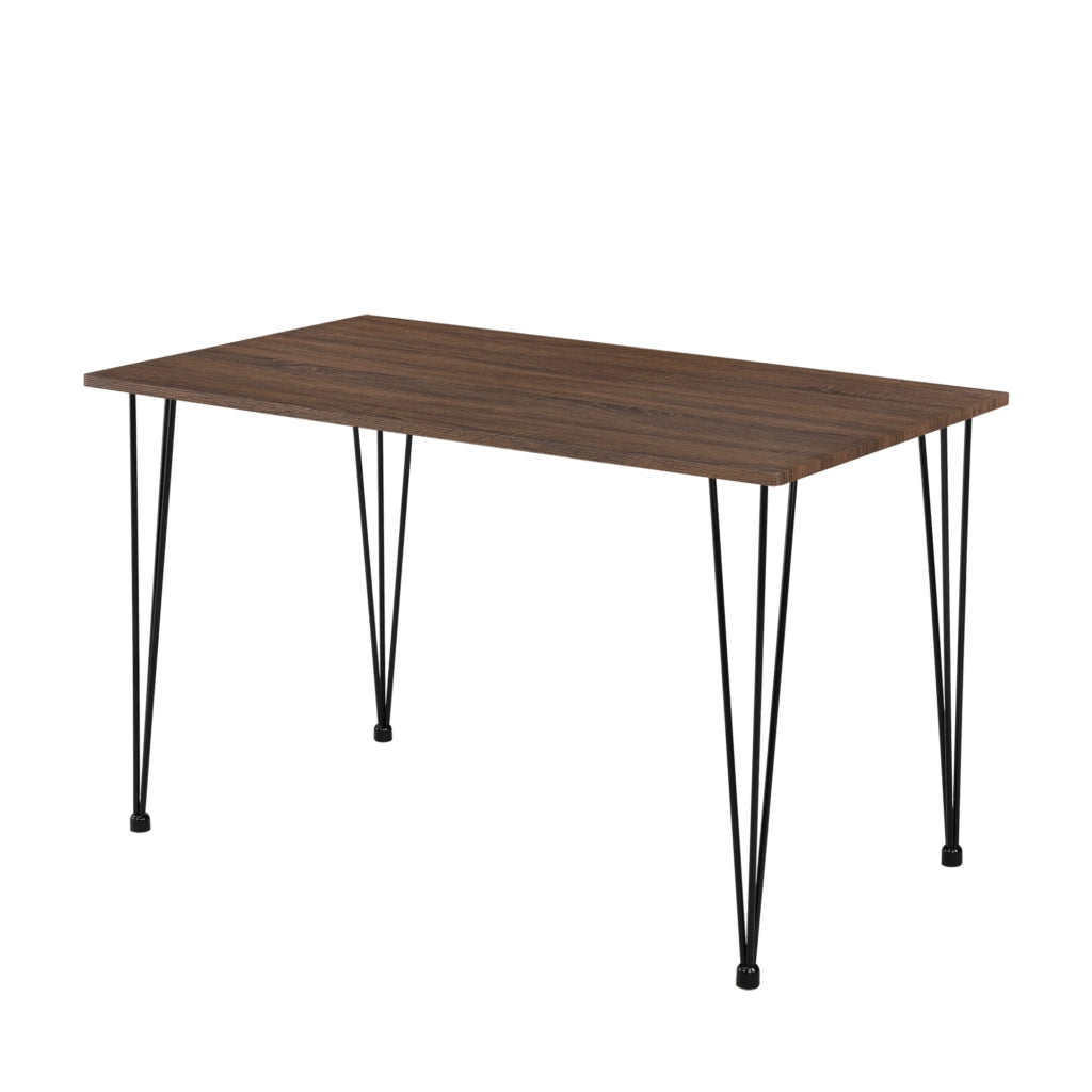 [en.casa] Sedia sala da pranzo in un set di 4 grigio - 86 x 46cm + Tavolo da pranzo in ottica legno