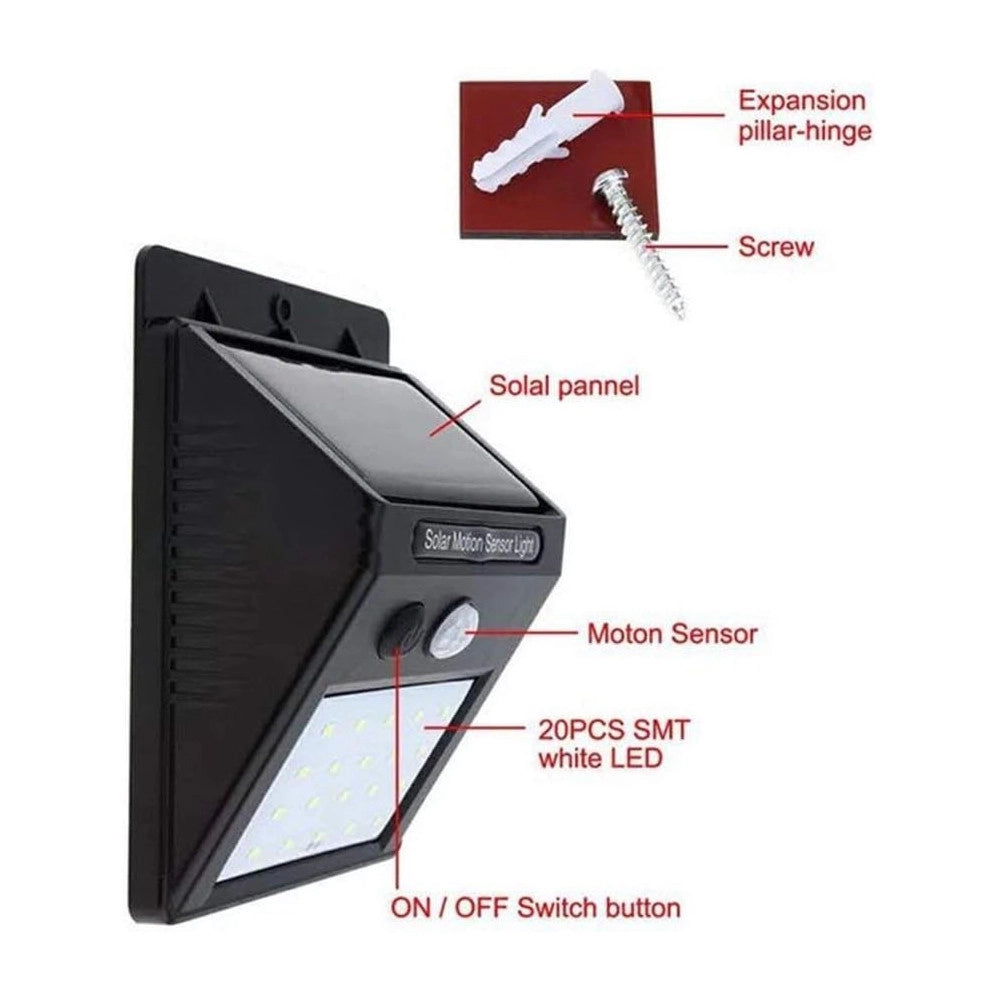 Trade Shop - 2 X Faro Solare Da Esterno Faretto Fotovoltaico + Sensore Lampada Led -