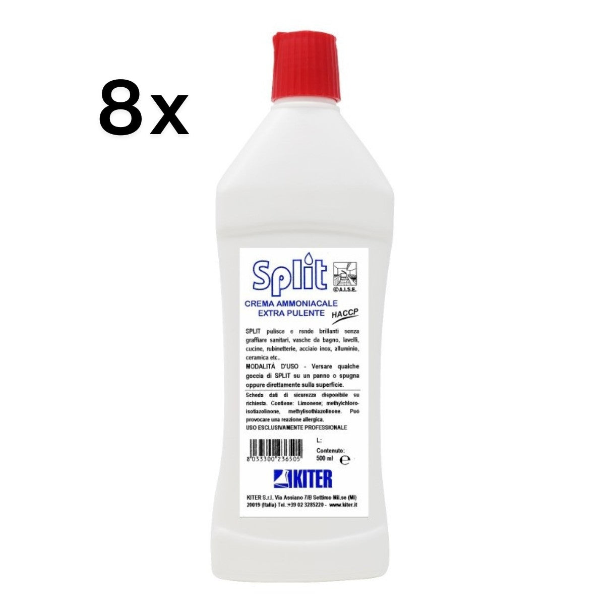 Split 8 Pezzi x 500 ml, Crema Ammoniacale Acciaio Inox Ceramica Porcellana | Kiter
