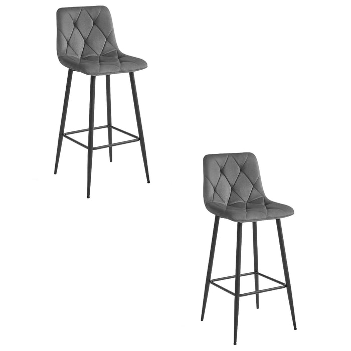 Sgabello Valora KODA in velluto grigio scuro con gambe nere x2