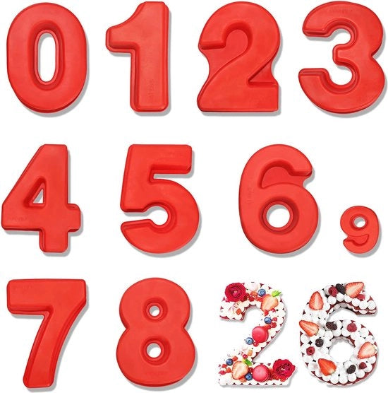 Set di Cesti di Silicone per Torta Digitale da 9 pezzi - 0-9 Numeri per Compleanni e Matrimoni
