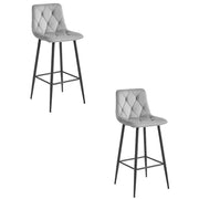 Set di 2 sgabelli da bar Valora KODA in velluto grigio argento con gambe in acciaio nero
