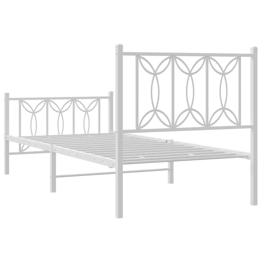 Giroletto con Testiera e Pediera-Struttura Letto Metallo Bianco 80x200 cm 810139