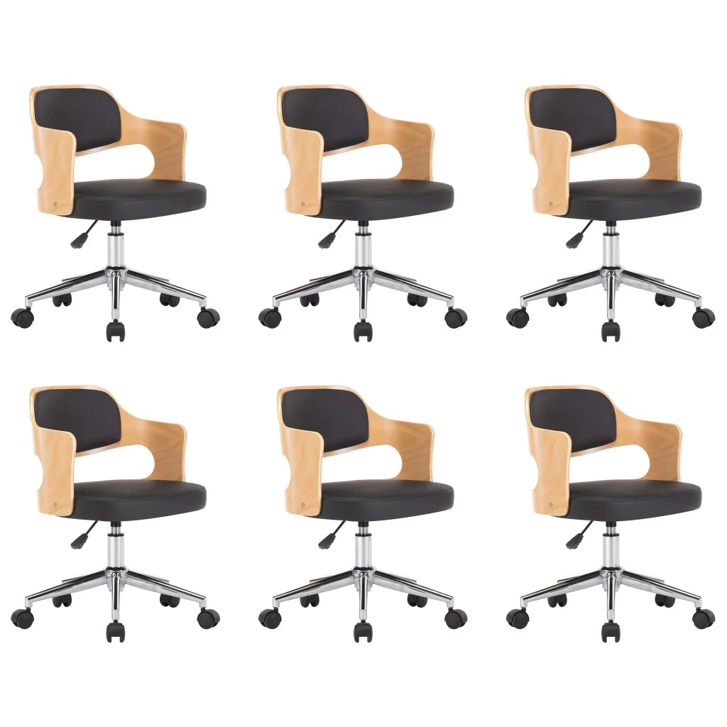Sedie da Pranzo Girevoli 6 pz Nere in Legno Curvo e Similpelle cod mxl 29220
