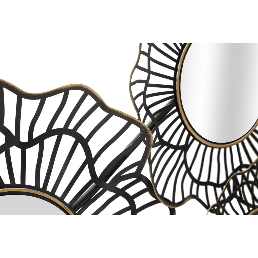 Decorazione in Metallo 3D Cerchi 3, Nero, Metallo, 121x5x56 cm