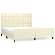 Letto matrimoniale | Letto per adulti | Giroletto con Testiera Crema 180x200 cm in Similpelle