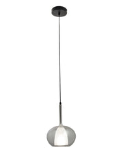 Lampada a Sospensione Edolo Ø22cm in Vetro Borosilicato Fumé e Metallo, Attacco E27 40W, Classe 1, Design Moderno - Linea Edolo