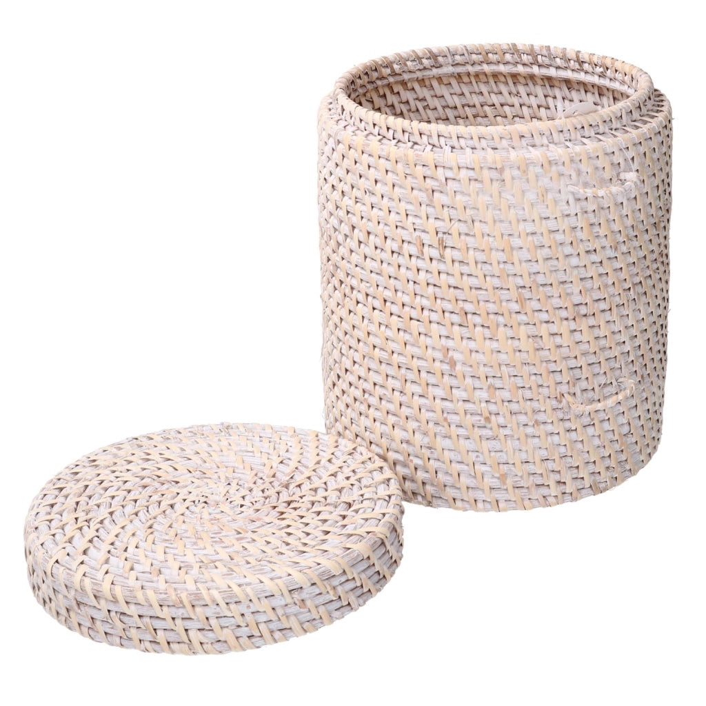 Scatola rattan algarve bianco tondo cmø20h24