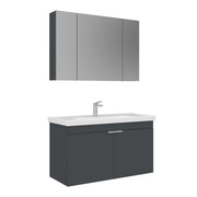 Set mobile lavabo con specchio (2 pezzi) "Desna 100" - 100 x 45 x 58 cm - Antracite opaco