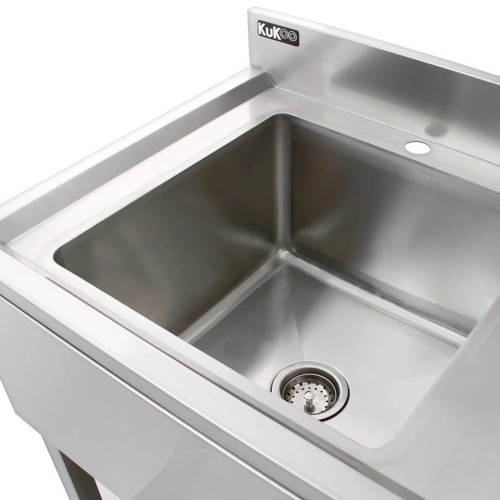 Lavandino Commerciale da Cucina 1 Vasca Inox con Sgocciolatoio a Destra