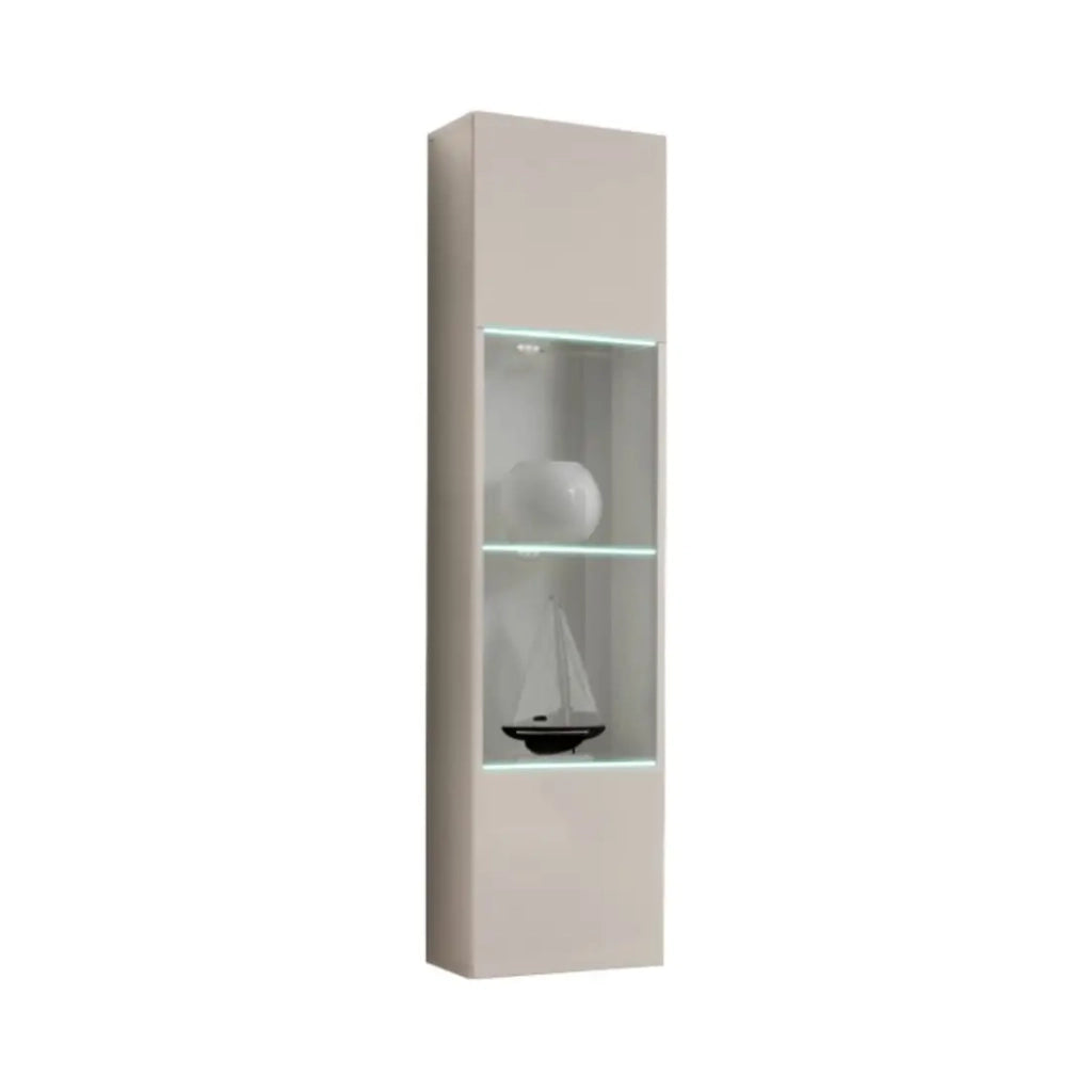Vetrina FLY cachemire con LED – 1 porta parzialmente vetrata