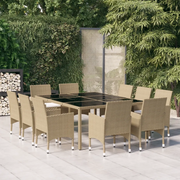 Set da Pranzo per Giardino 11 pz in Polyrattan Beige cod mxl 37948