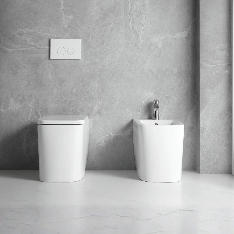 Bidet a pavimento filo muro FB54D in ceramica 54x36x42H cm bianco