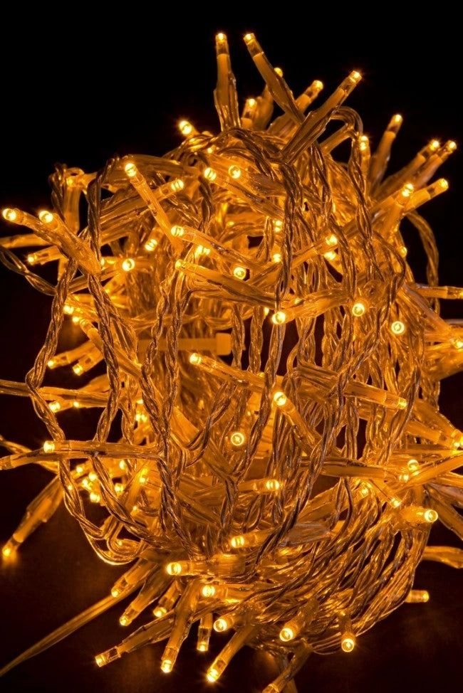 Luci Natale 180 LED Colore Caldo, Filo Trasparente 3mm, IP44 (12 Pezzi)