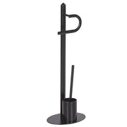 Porta Carta Igienica e Porta Scopino Acciaio Nero Verniciato a Polvere Opaco Freestanding Accessori Bagno Moderni