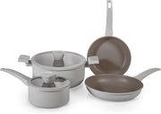 Batteria 6 pezzi alma in alluminio coniato con rivestimento antiaderente pfluon colore grigio.