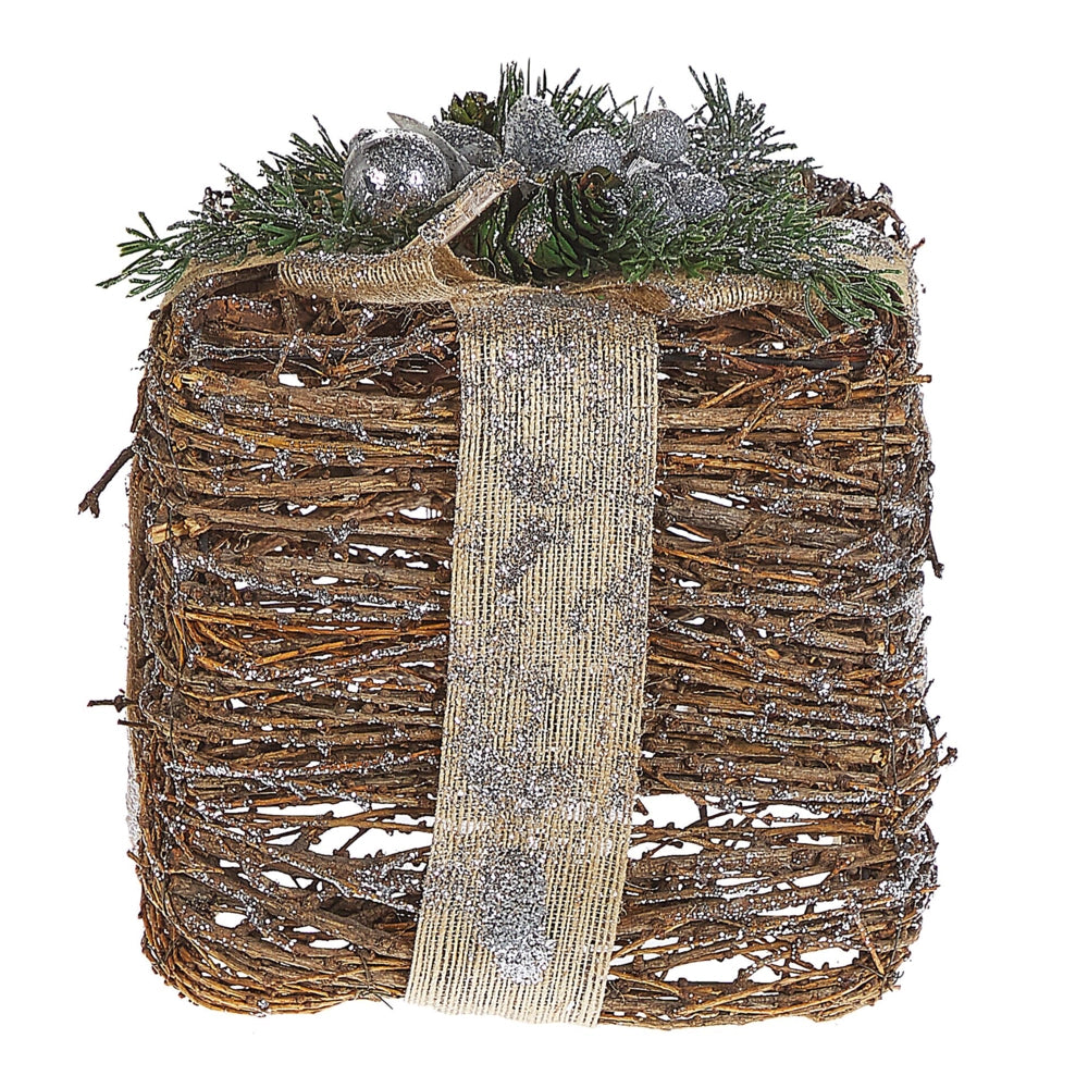 Scatole regalo decorative Set di decorazioni natalizie in legno argento di 2 quadrati di varie dimensioni Design rustico