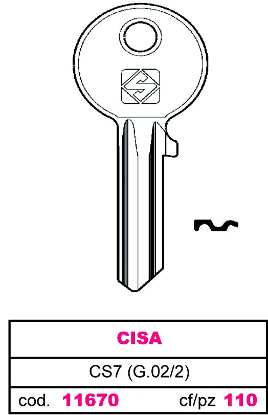 Silca CHIAVE OTTONE CS7 (G.VAC 2) CISA 50.00 pz