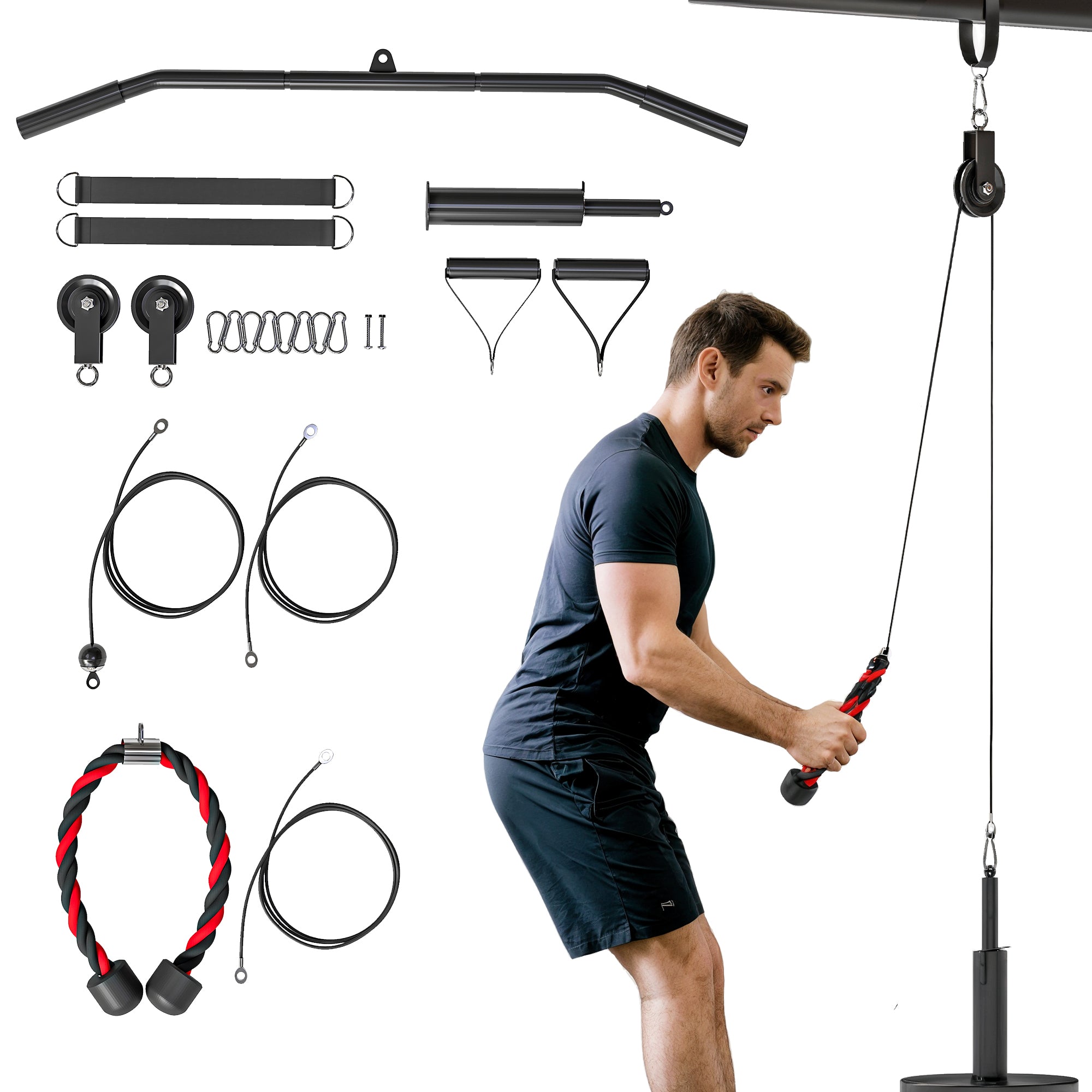 Pulley Machine Home Gym e Puleggia LAT Machine Attacco per Dischi Pesi Universali con Accessori