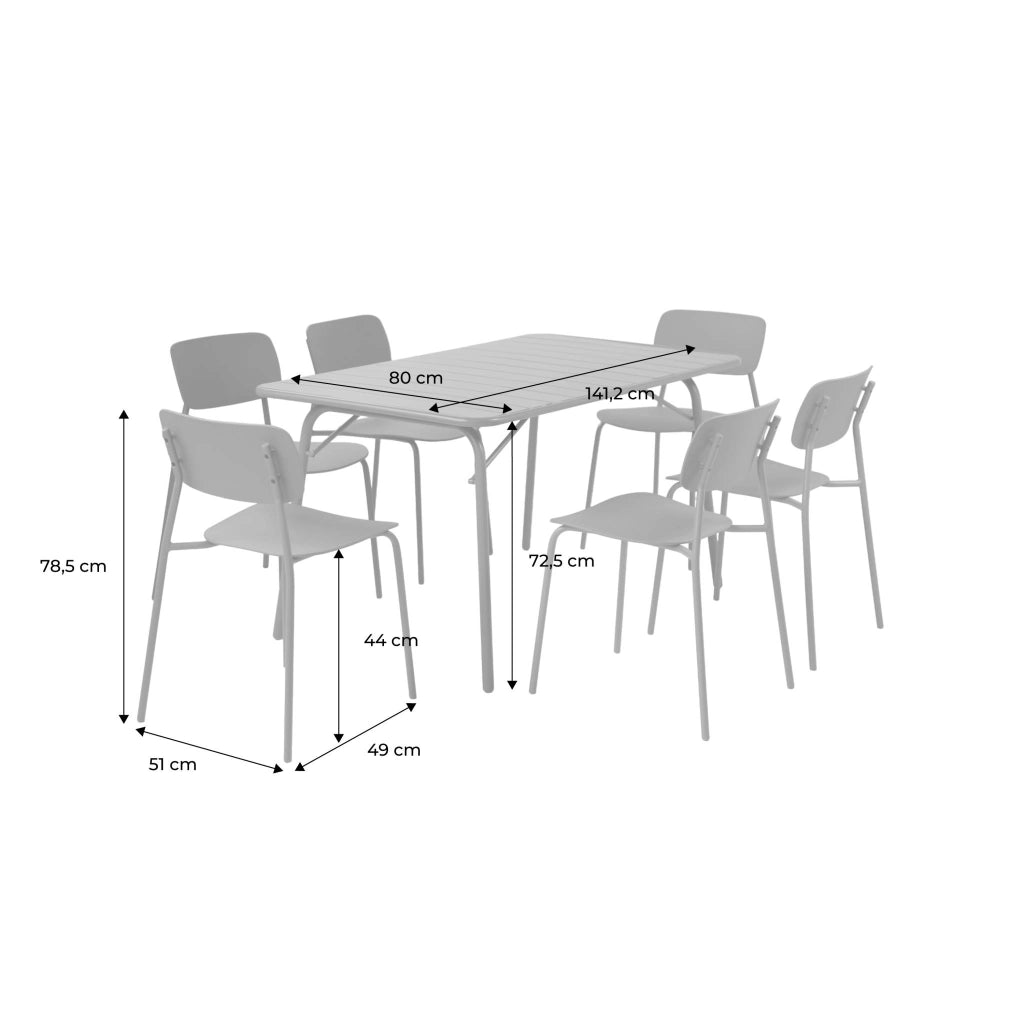 Set tavolo da giardino pieghevole in metallo con 6 sedie, antracite