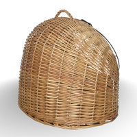 Cuccia trasportino in vimini per gatti con manico e sportello in metallo