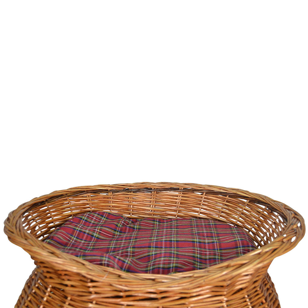 Cuccia cesto lettino igloo a due piani in vimini naturale con due cuscini