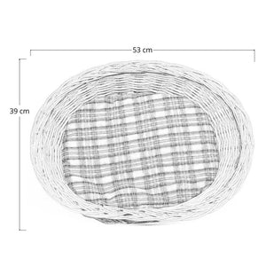 Cuccia cesto lettino igloo a due piani in vimini naturale con due cuscini