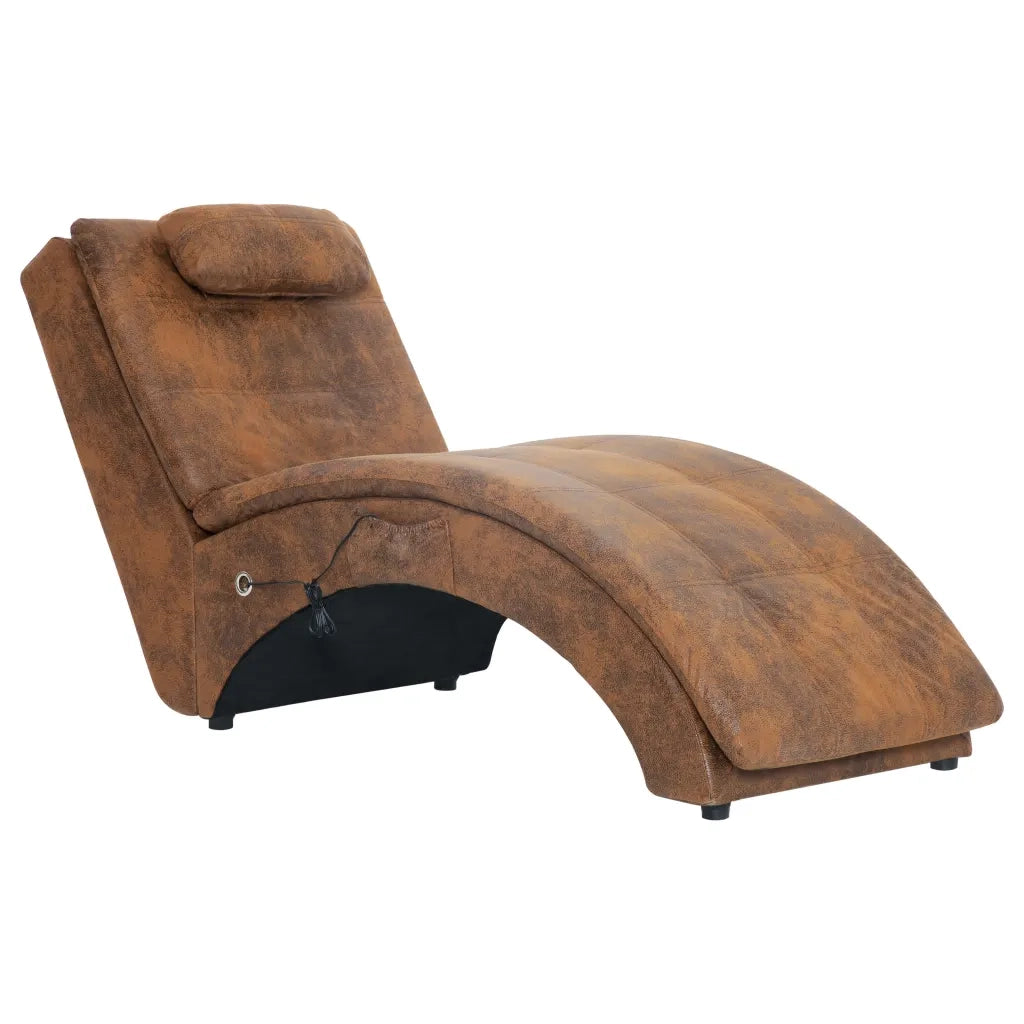 Sdraio Massaggiante con Cuscino Marrone Similpelle Scamosciata CFW7741602