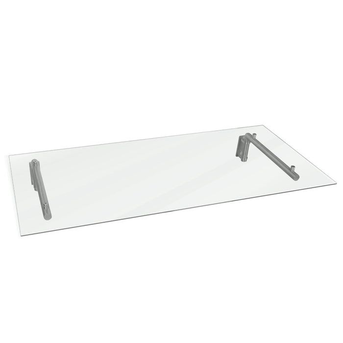 Tettoia in Vetro 144 x 80cm con Staffe in Acciaio Inossidabile per Porte Esterne