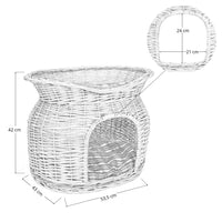 Cuccia cesto lettino igloo a due piani in vimini naturale con due cuscini