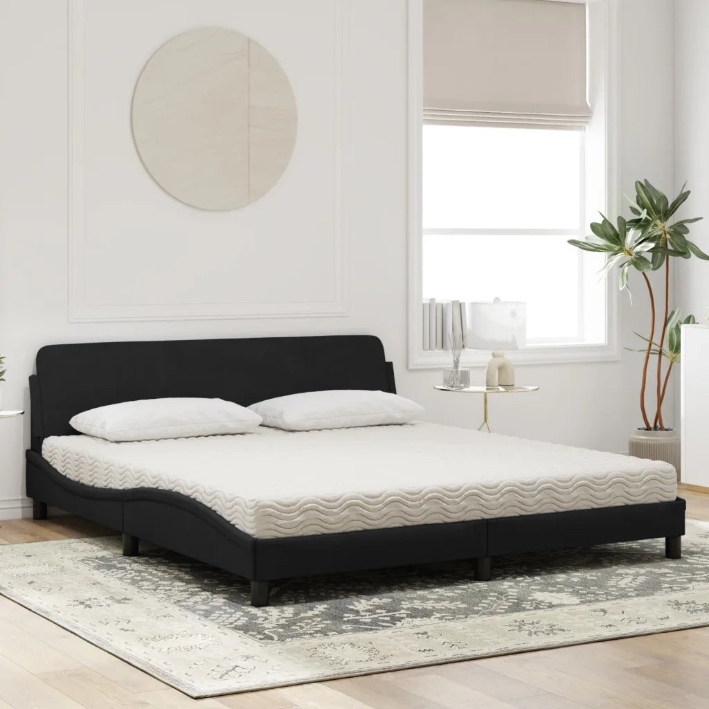 Letto con Materasso Dover Nero 180x200 cm in Velluto