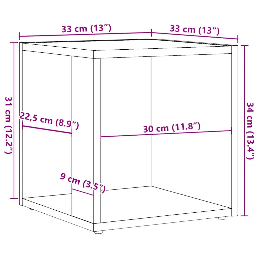 Tavolino Legno Antico 33x33x34 cm in Legno Multistrato 856716