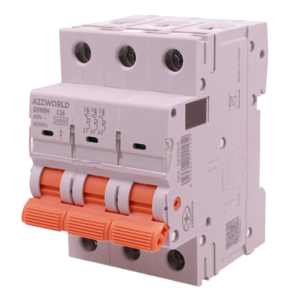 MCB Interruttore Magnetotermico Automatico Curva C 3P 3M 10000A AC 400V IP20 GYM9H, Accoppiabile Con Bobina di Sgancio GA01231 GA01232, Disponibili 16A 20A 25A 32A 40A 63A (C16A)