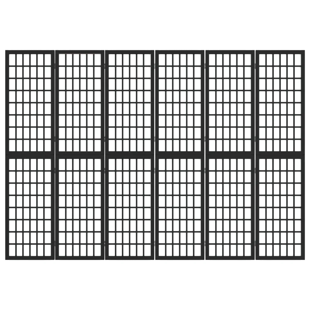 Divisorio Pieghevole 6 Pannelli Stile Giapponese 240x170cm Nero 352082