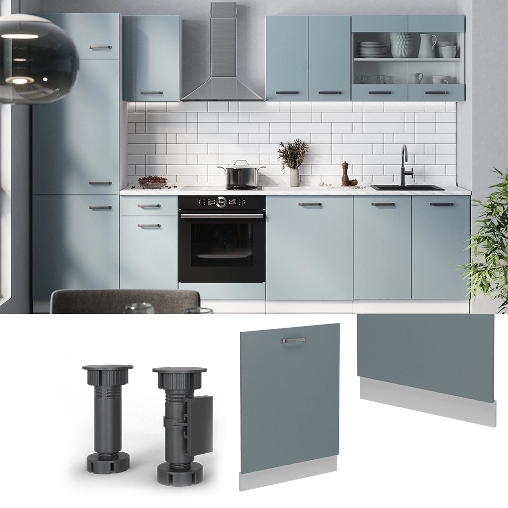 Pannello frontale della lavastoviglie R-Line Grigio-blu/Bianco 60 cm senza piano di lavoro Vicco