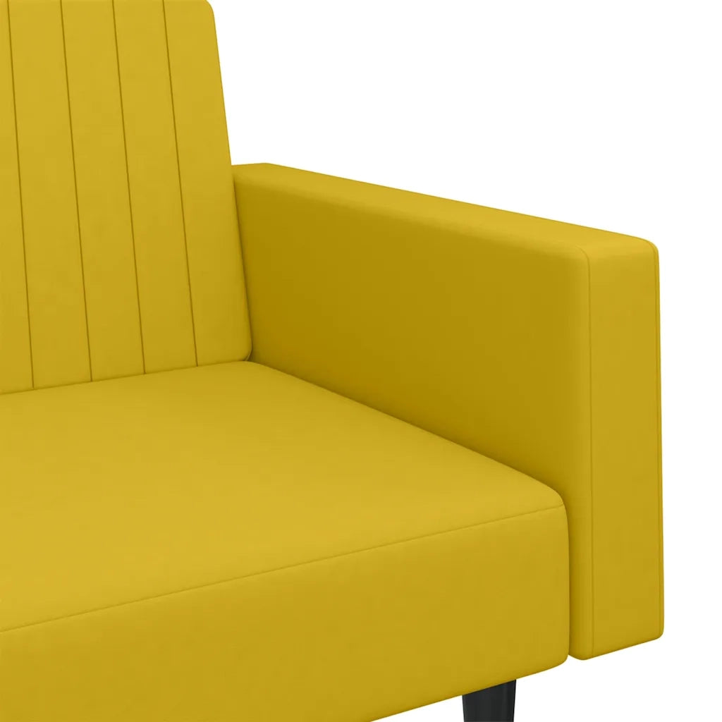 Divano Letto a 2 Posti Giallo in Velluto 375944