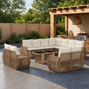 Set Divano da Giardino 12 pz Beige e Bianco Crema polyrattan 3437025