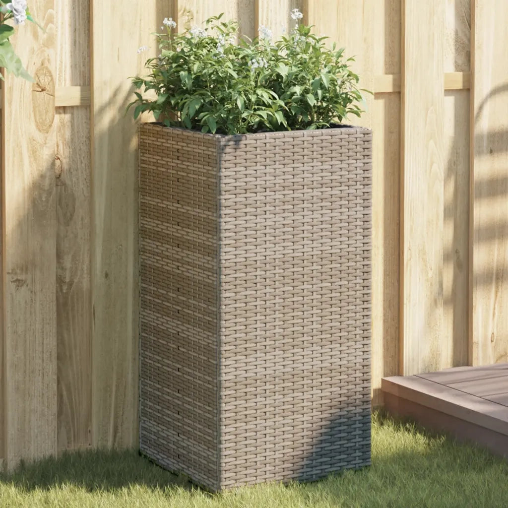 Fioriera | Cassetta per fiori | Vaso da Giardino Grigia 40x40x80 cm in Polyrattan