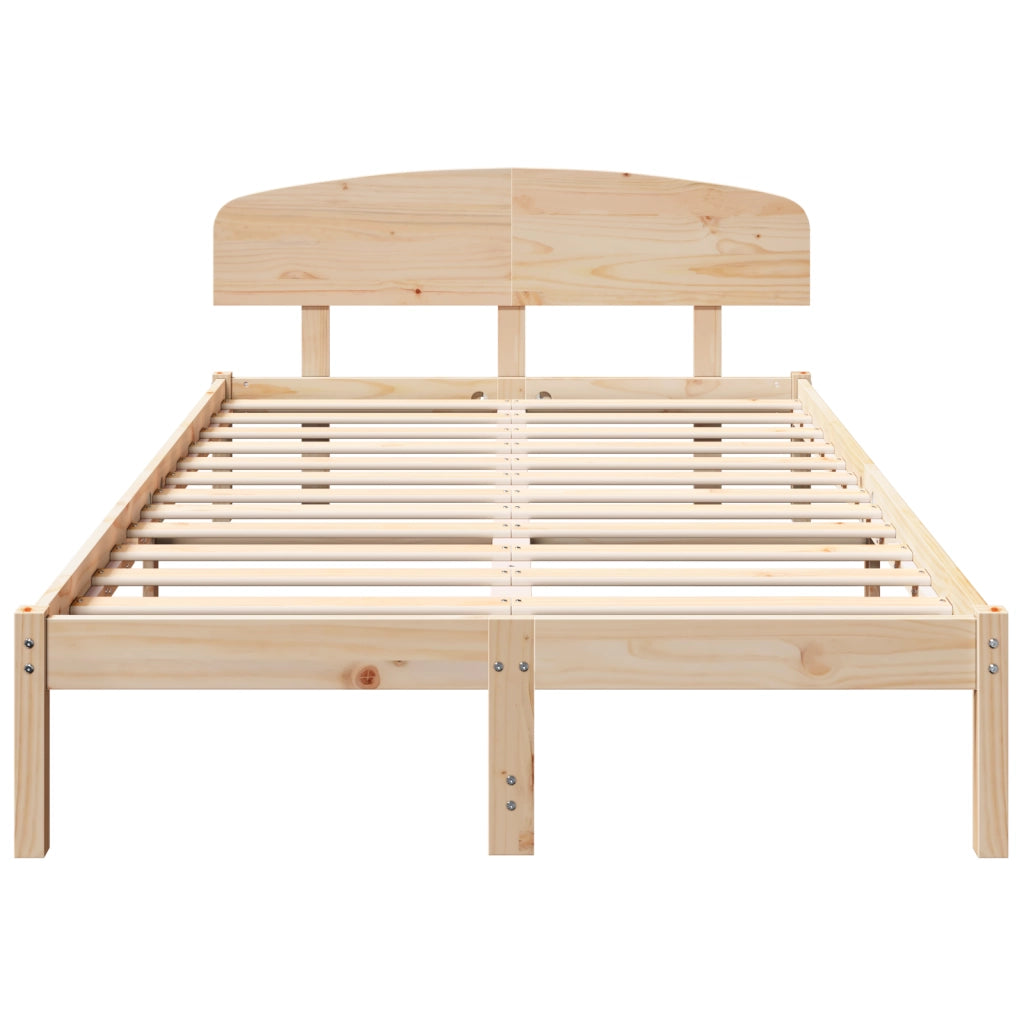Struttura Letto con Testiera 140x190 cm Legno Massello di Pino