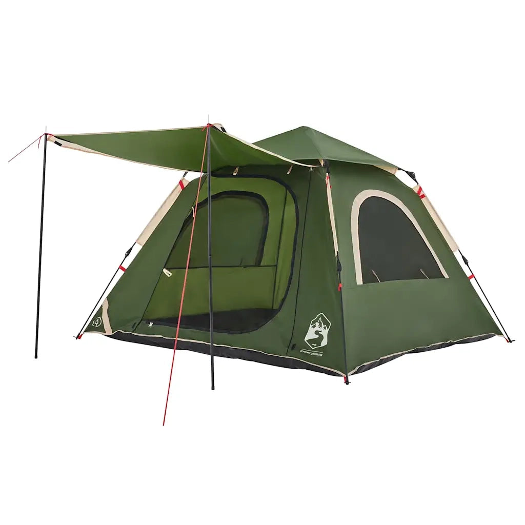 Tenda a Cupola da Campeggio 4 Persone Verde a Rilascio Rapido 4004143