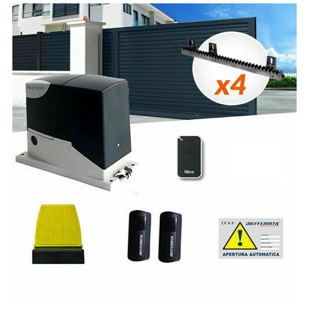 Kit automazione cancello SI ADATTA A FAAC NICE BFT 400 kg 24v + 4mt cremagliera